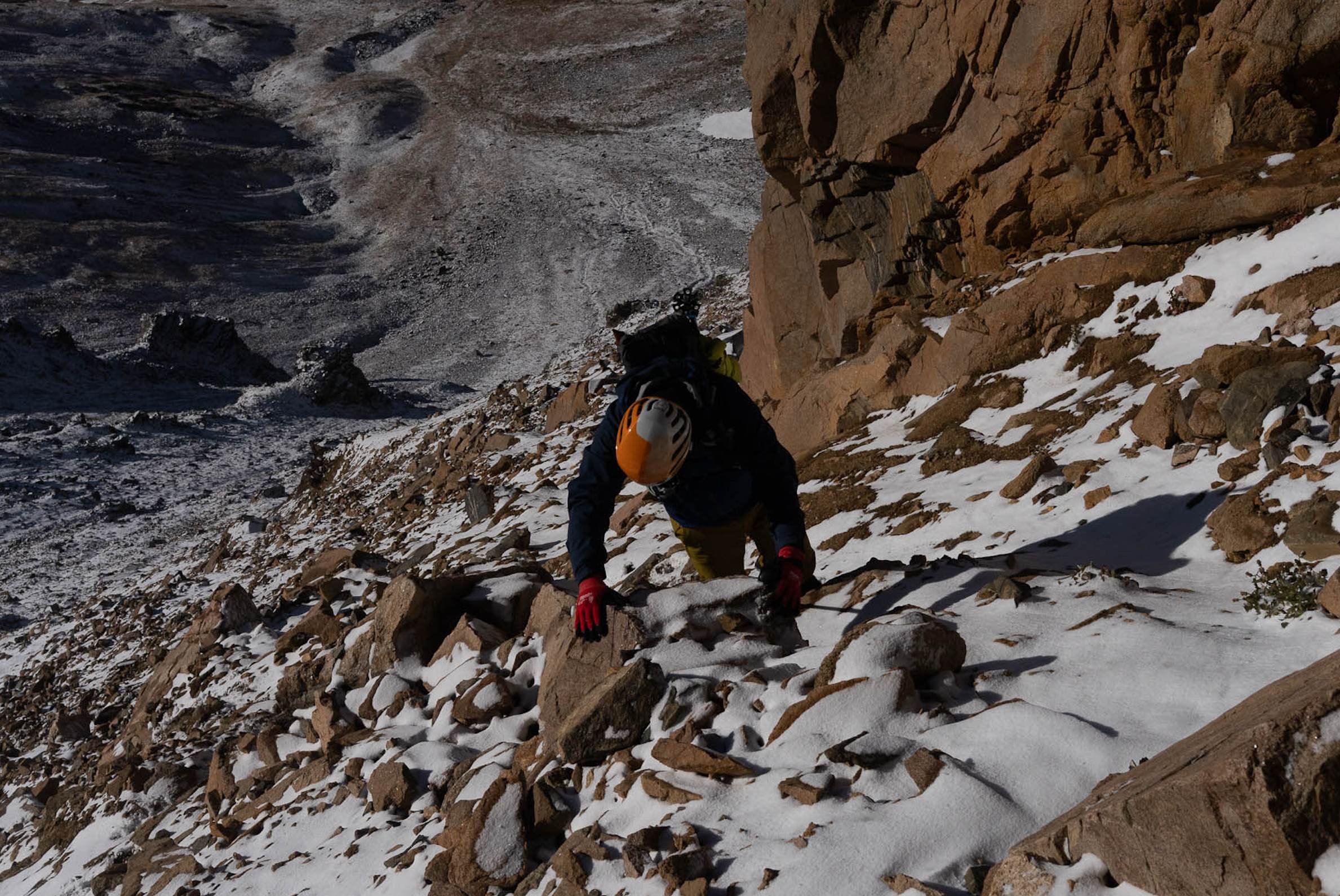 Kris Davis rock climbing